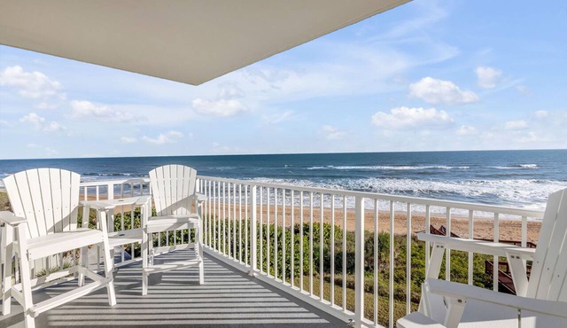 Direct oceanfront Ormond Beach 2/2 with private balcony, heated pool and garage